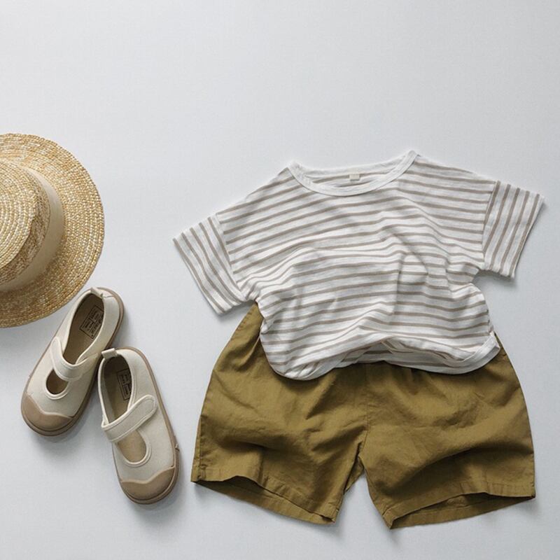 【BABY&KID】2024夏新作 ボーダー柄半袖Tシャツ