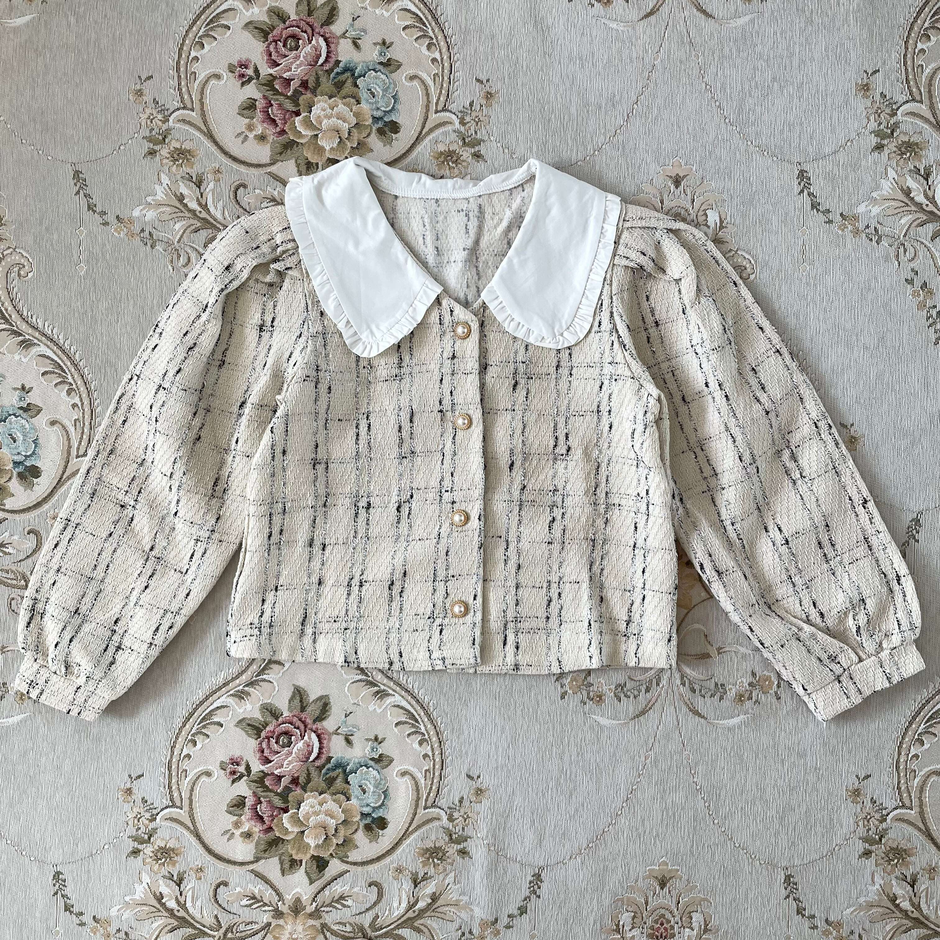 【LAST1】frill collar pearl button jacket  - IVORY