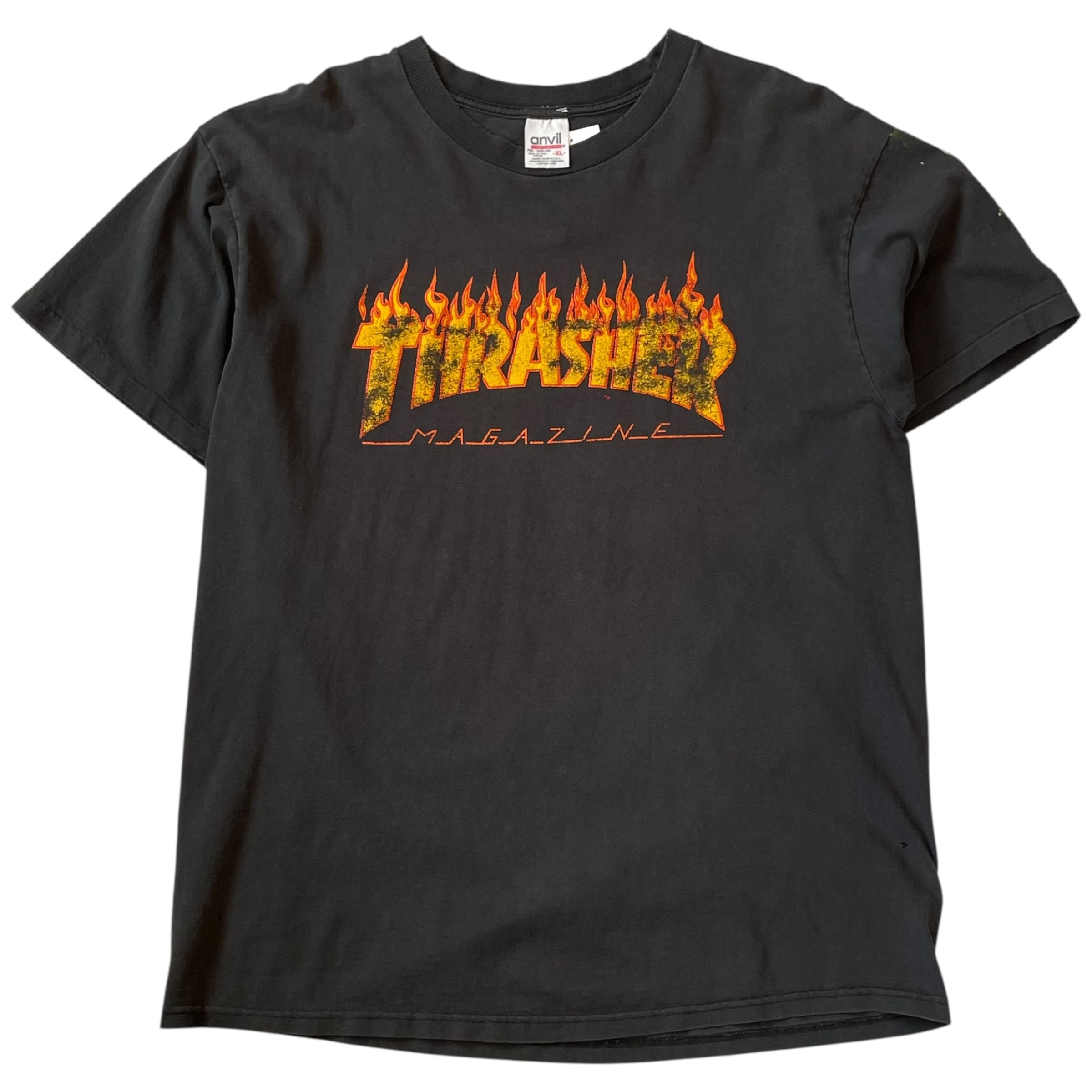 90s THRASHER Tシャツ ブラック フェード モーション文字 90s THRASHER MAGAZINE 