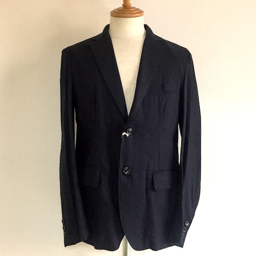 Stretch Linen Tailored Jacket　Navy