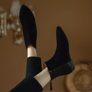 Soft leather pointed patchwork flat boots (SN324)