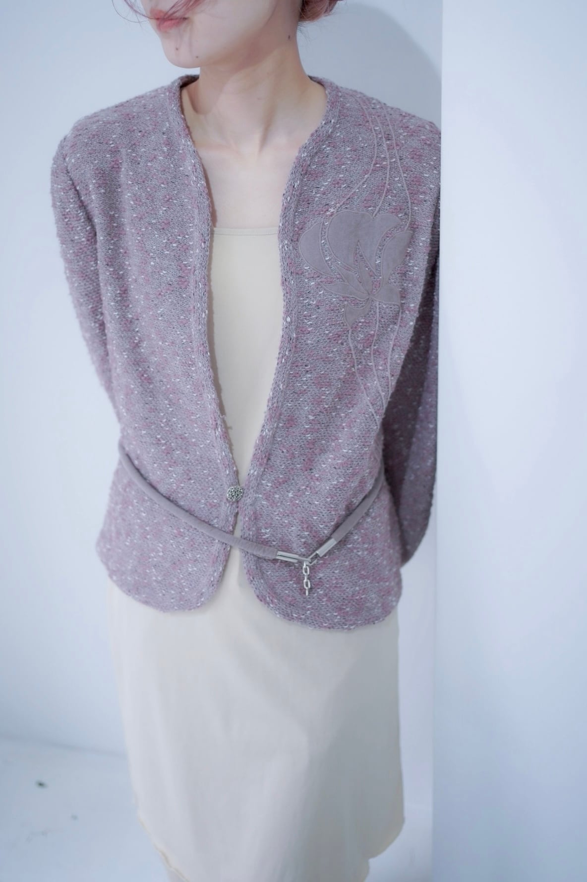 flower patchwork belted jacket