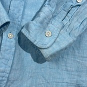 リネン100%  SHIPS シップス Herdmans社 長袖シャツ M/スカイブルー系 メンズ