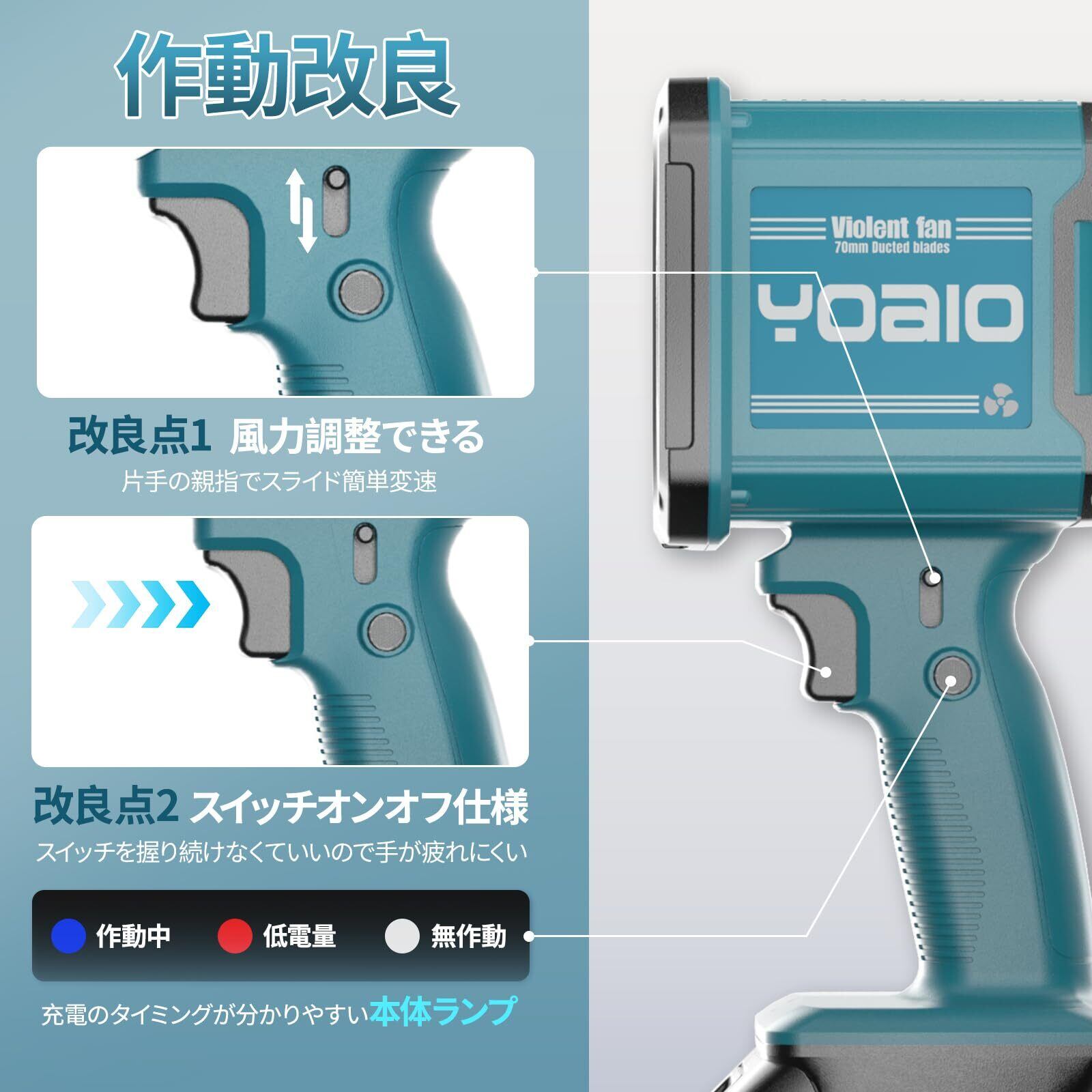 Yoaio第3代目改良強化版 ブロワー 洗車 強力 ブロアー 【75db超低騒音