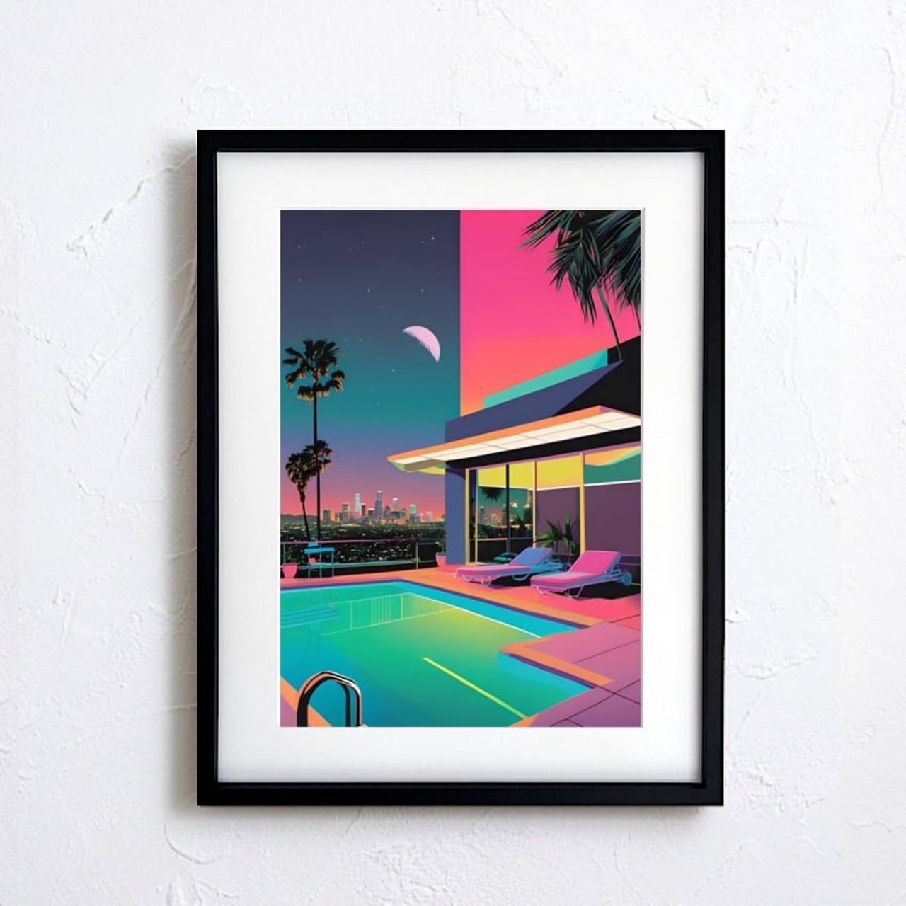 LA Down Town Night｜ロサンゼルスの夜景を切り取ったヴィンテージフォトポスター｜ネオンが映える都会的インテリアを演出A3ポスター