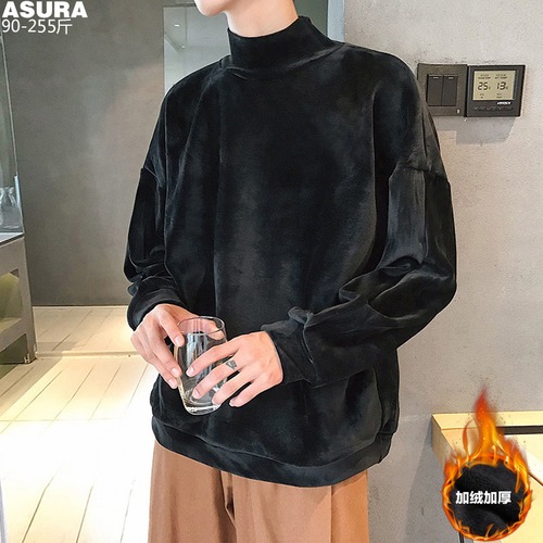 ベルベットゴールドカラールーズTシャツ オータムウィンター ロング コットン 大きめサイズ 秋物 冬物 ASURAプラスサイズメンズ21481937677