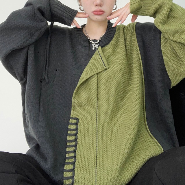 two-tone stitch knit　ツートーンステッチニット　J0578