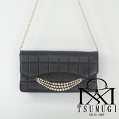 CHANEL シャネル チョコバー ラムスキン チェーン ショルダーバッグ パール ゴールド金具 7番台