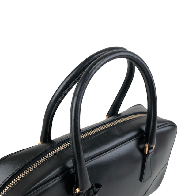 PRADA プラダ ハンドバッグ ブラック トライアングルロゴ レザー ミニボストン vintage ヴィンテージ オールド b7mxwa