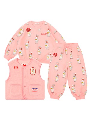 [BEBE DE PINO] All over ribbon bunny lounge wear set (PINK) 正規品 韓国ブランド 韓国ファッション 韓国代行 韓国通販 ベベドピノ bebedepino 日本 店舗 韓国 子供服