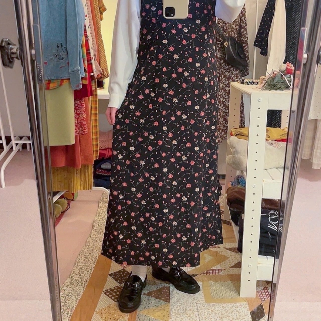 pink cosmos apron one-piece