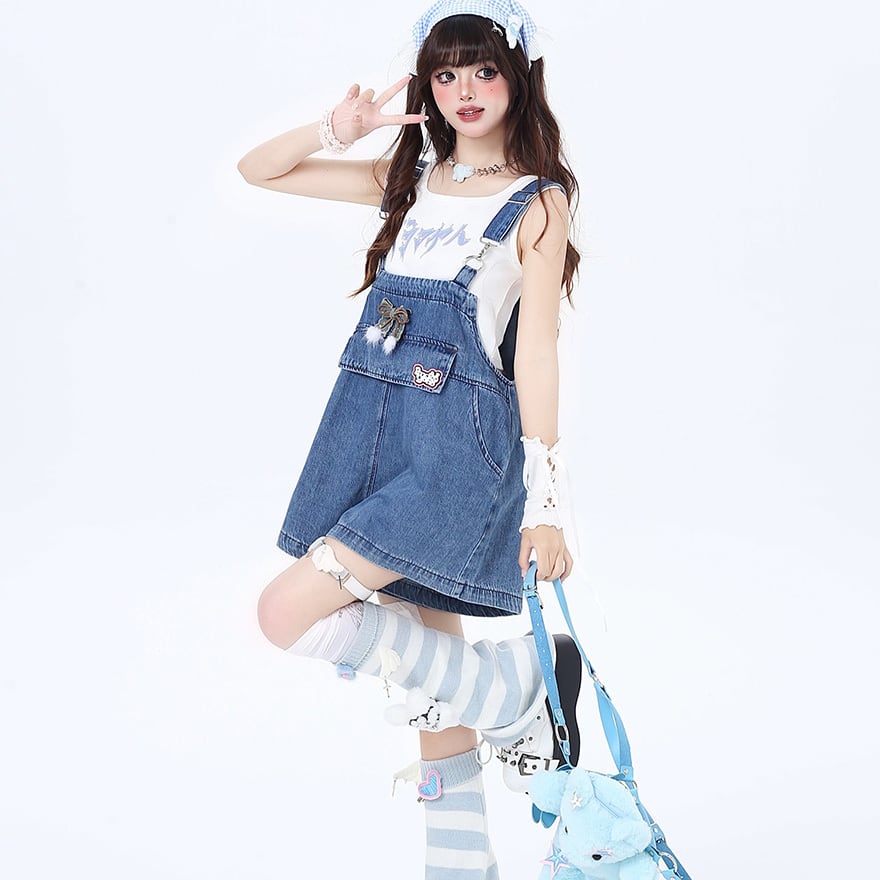 ロリータファッション通販 SEASONZ オーバーオール デニム ロリータファッション通販 SEASONZ オーバーオール デニム
