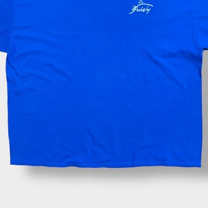 【GILDAN】3XL ビッグサイズ Parkway ワンポイント ロゴ Tシャツ バックプリント ブルー 半袖 us古着