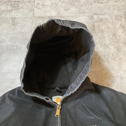90s Carhartt アクティブジャケット ブラック フェード 無地 USA製 jacket 詳細写真3