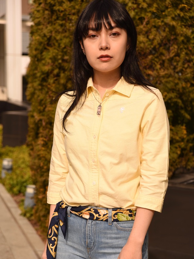 courreges / vintage yellow design shirt tops.