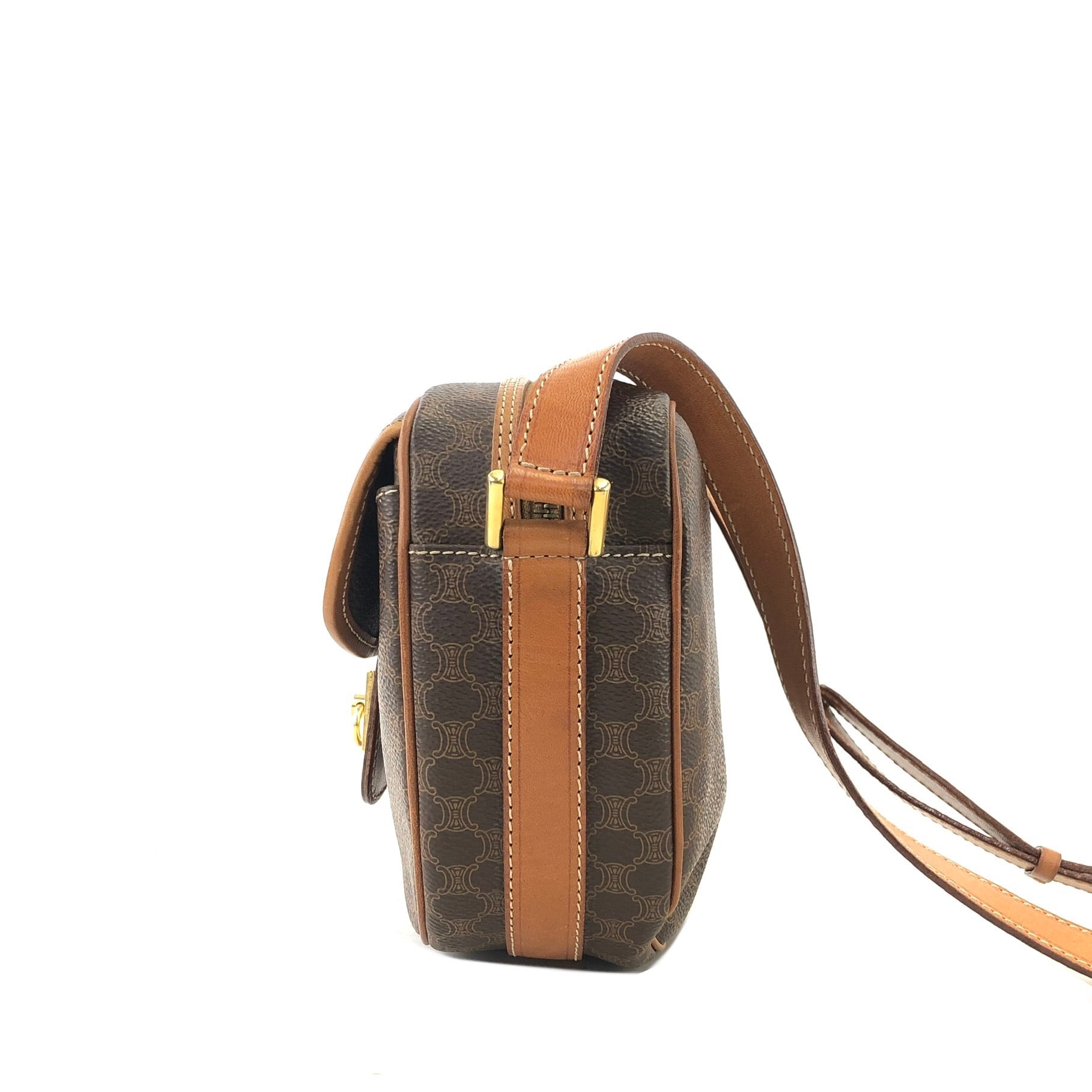 CELINE セリーヌ マカダム ガンチーニ PVC レザー フラップ ショルダー