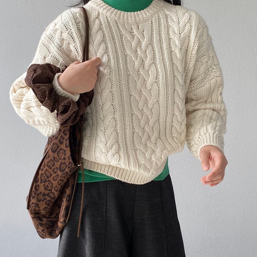 cable knit pullover　J00346