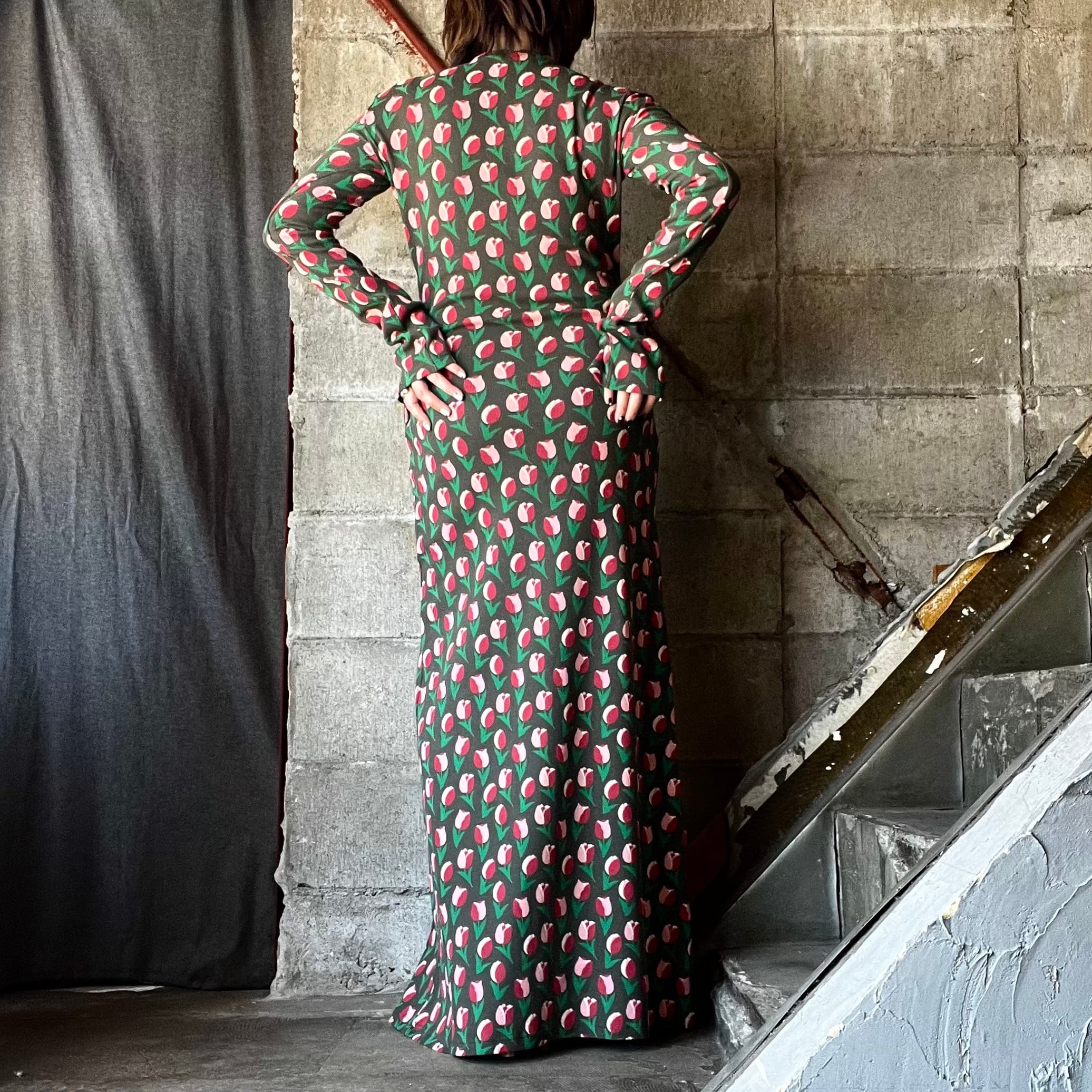 HOLIDAY】 SUPER RIB PADDED SHOULDER L/S DRESS（TULIP） | olaf