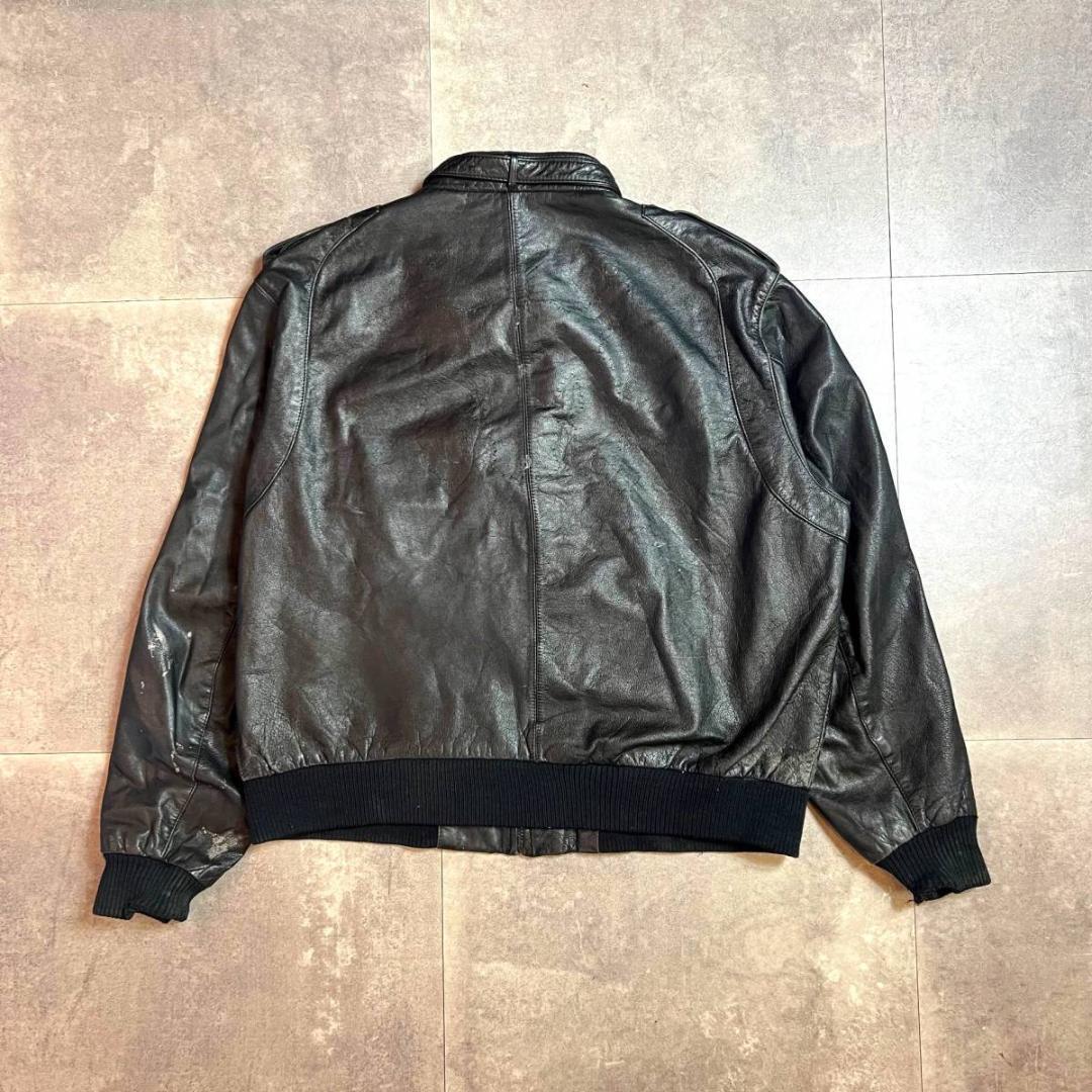 80's～90's Members Only Iconic Racing Leather Jacket in Black 46 XL /  80s-90s メンバーズオンリー レザージャケット 46 XL 革ジャン シングルライダースジャケット レザーブルゾン 短丈ブルゾン スタンドカラー  古着