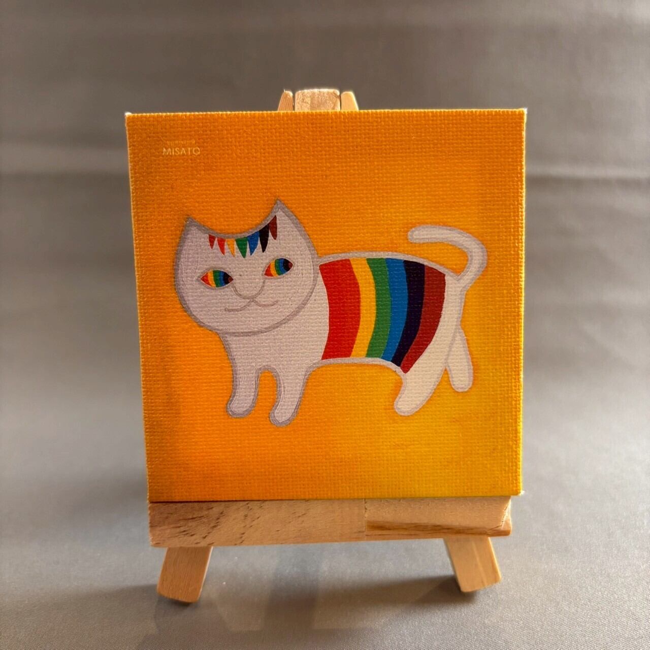 【レインボーキャット】イーゼル付きミニキャンバス