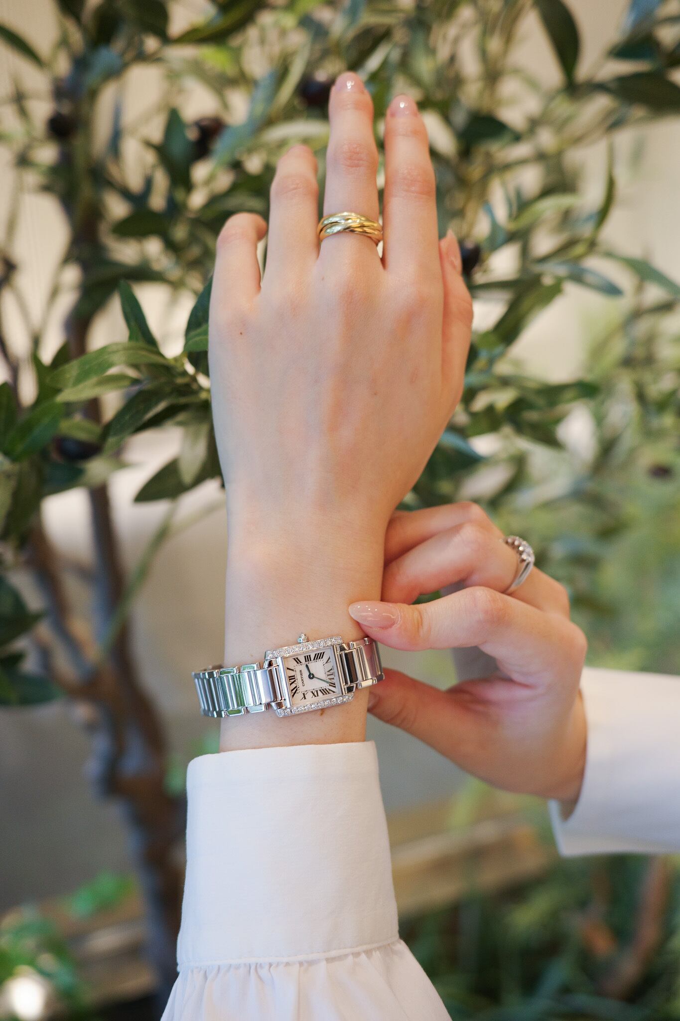 カルティエ タンクフランセーズ SM ホワイトゴールド 純正ダイヤモンド