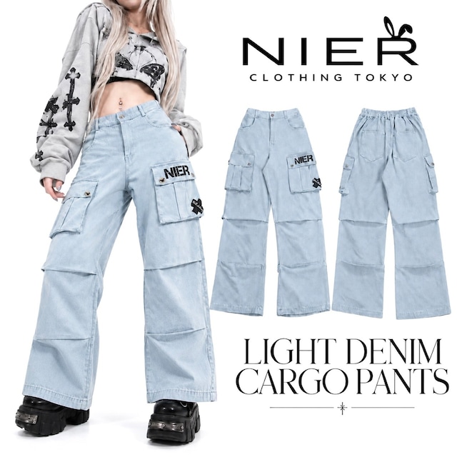 LIGHT DENIM CARGO PANTS