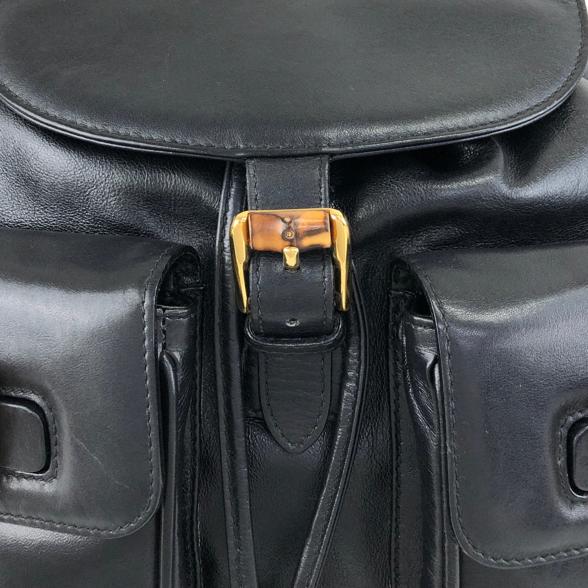 GUCCI グッチ バックパック ブラック バンブー レザー リュック
