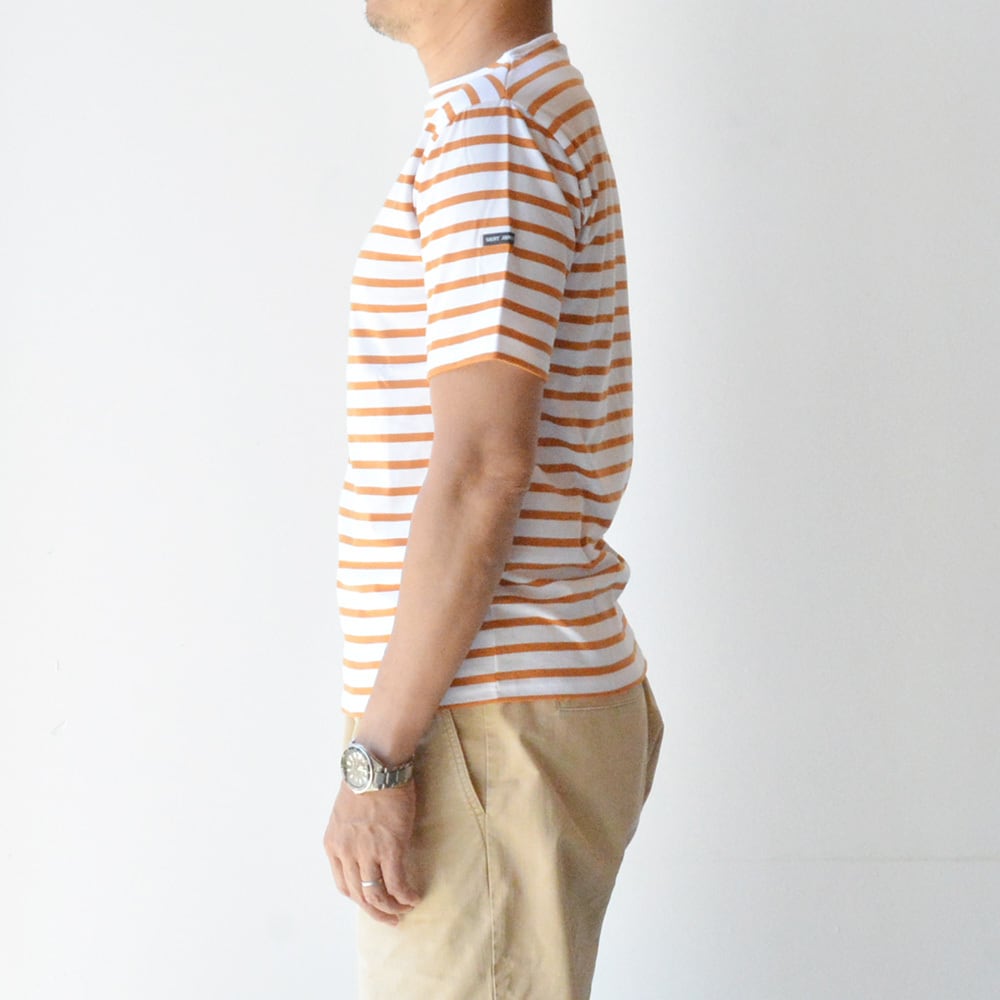 セントジェームス SAINT JAMES 薄手ボーダーシャツ半袖(PIRIAC)NEIGE/CARAMEL