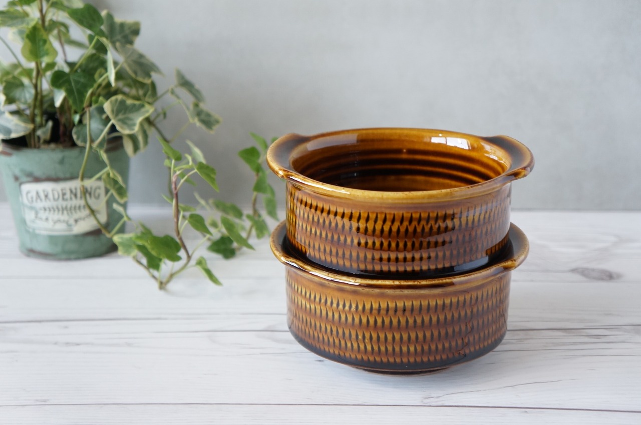 小石原焼　カネハ窯　グラタン皿　飴釉　M　 ⑤　 [23-366]