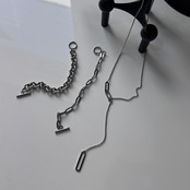 square chain stainless long necklace/silver