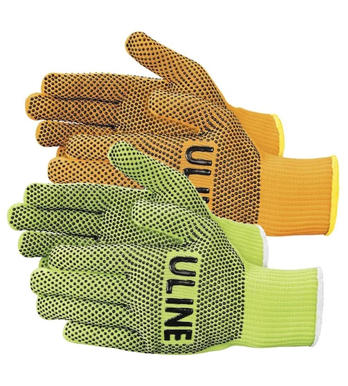 【ULINE】HI-VIS PVC DOT KNIT GLOVES 　ハイビス 蛍光色　ビニボツ手袋　軍手　グローブ