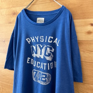 【JCREW】NYC ヴィンテージ 加工 プリントTシャツ XL ブルー US古着