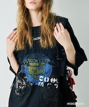 フリル&レースパッチTシャツ (BLACK) CQ-47004