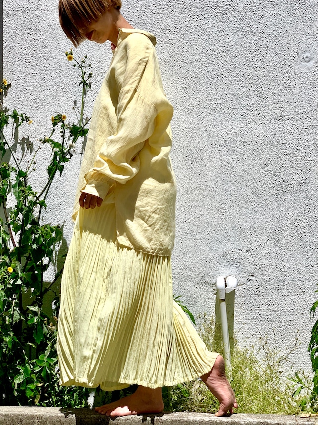 90’s−“Tiered skirt” “yellow” “polyester 100％” made in INDIA