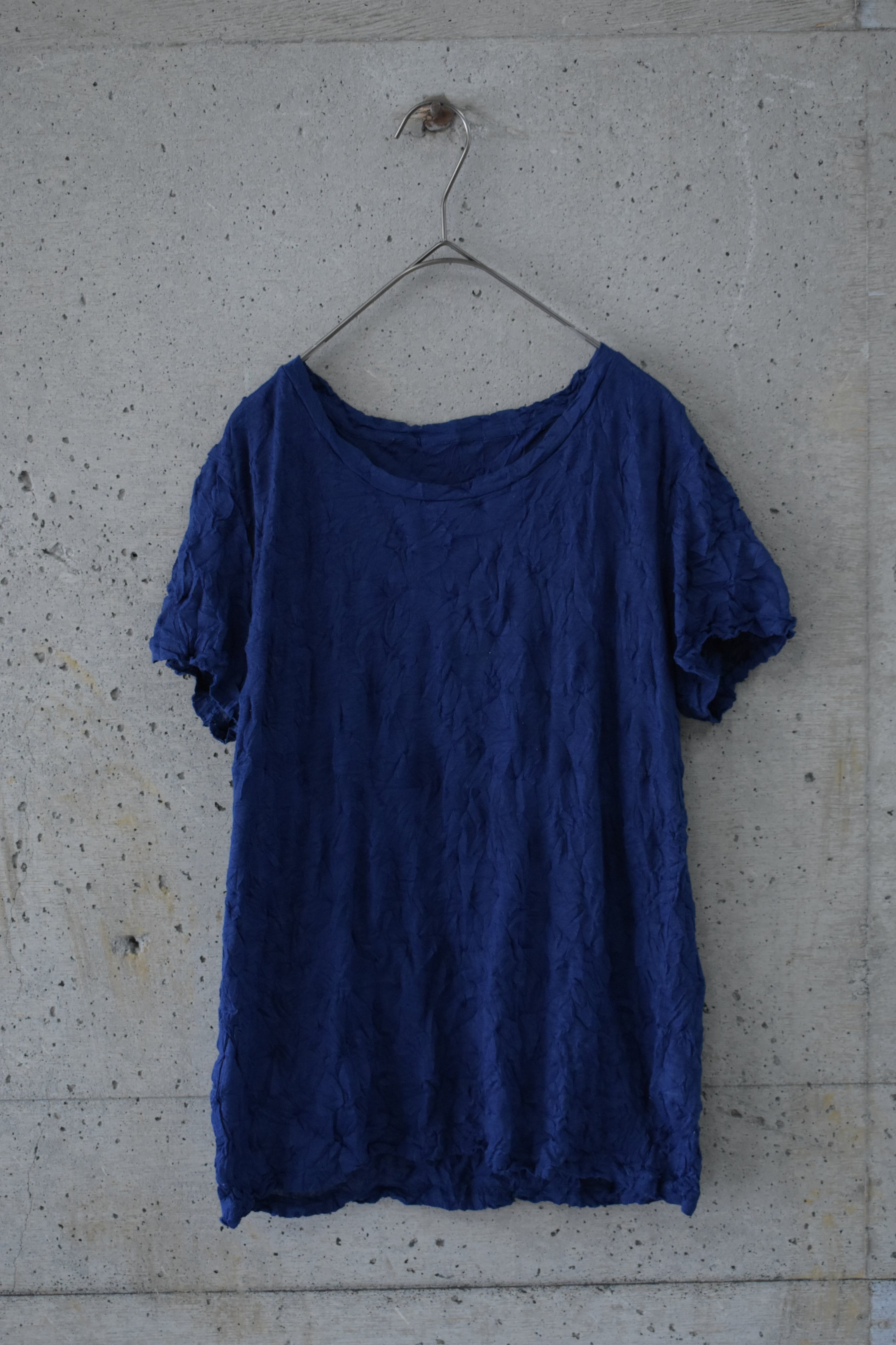Wrinkle-processed short-sleeved top