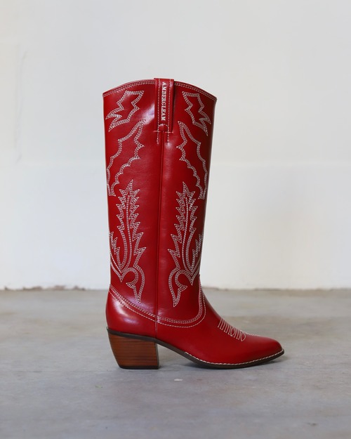 Embroidery Long Western Boots -Dahlia Rouge/ロングウエスタンブーツ-ダリアルージュ