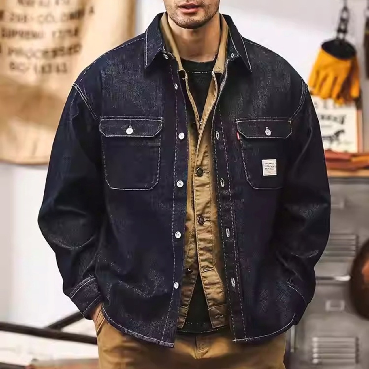 Denim Shirt Jacket Oversized Work Jacket ◇H0526