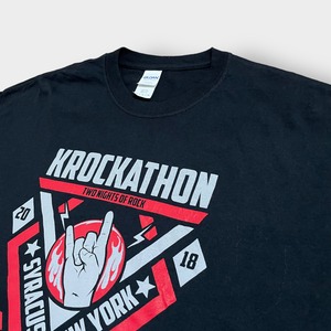 【GILDAN】音楽フェス K-Rockathon プリント ロゴ Tシャツ 半袖 XL ビッグサイズ 黒t US古着