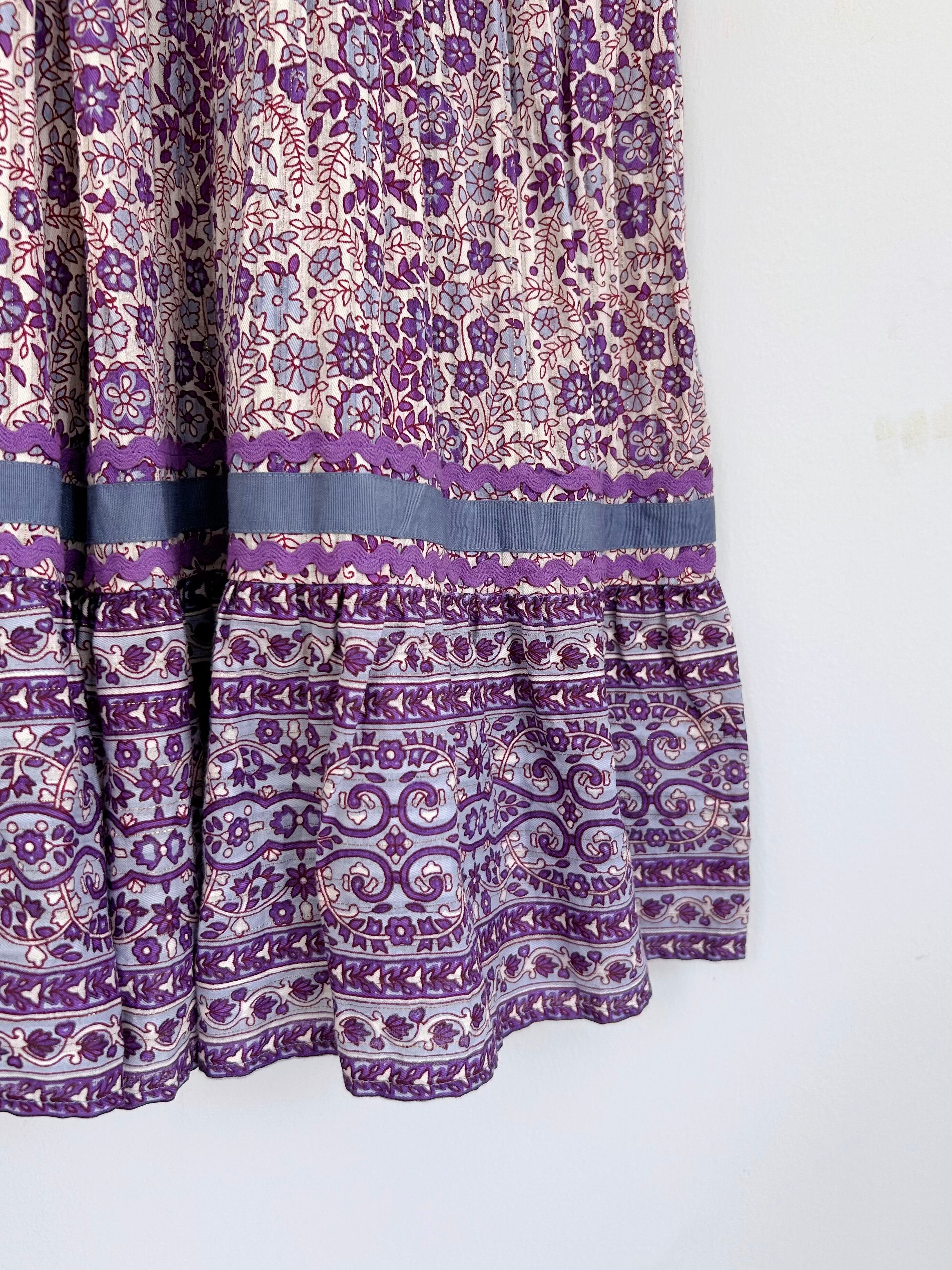 Sara Mallika Cotton Jacquard Flower Print Frill Dress | KOKO