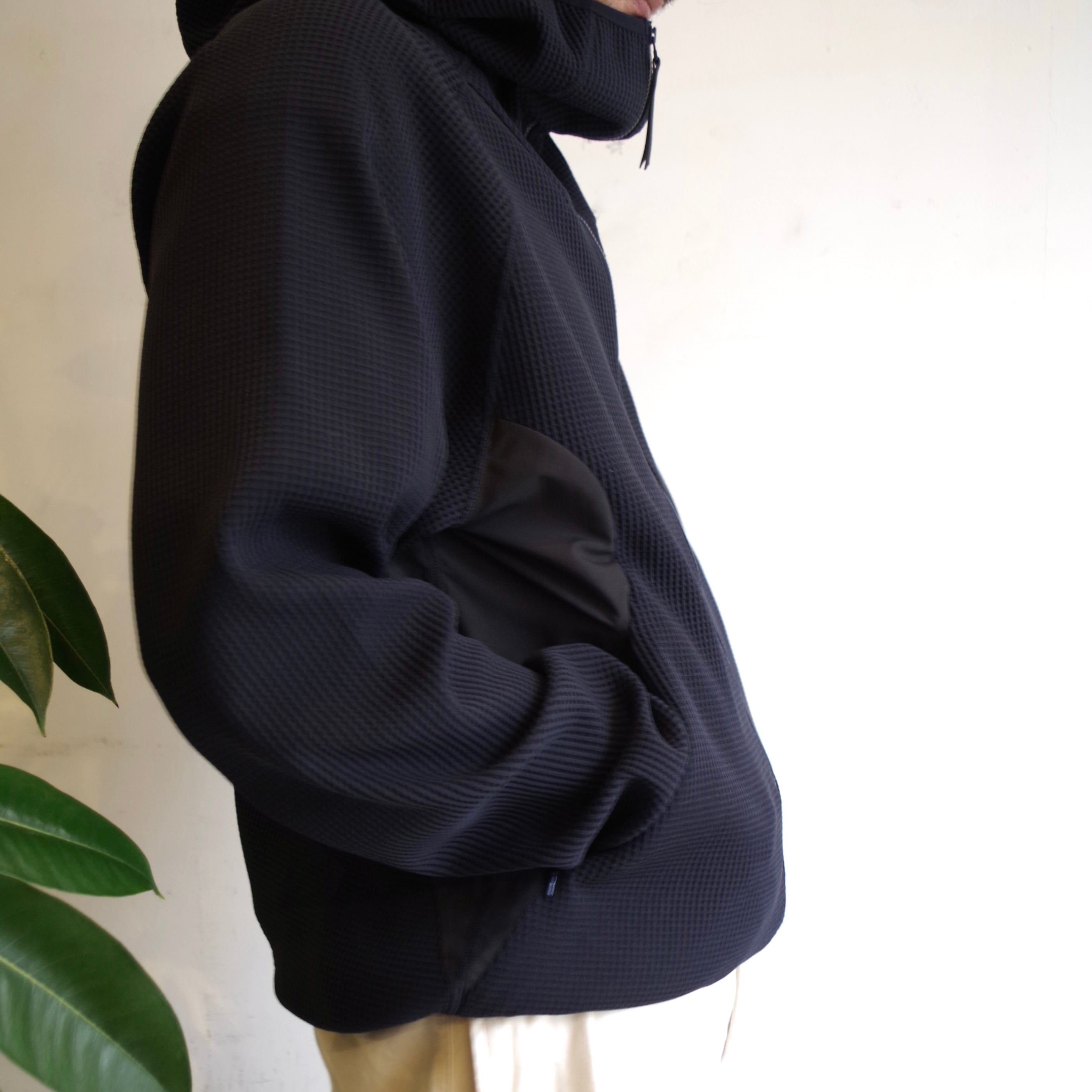 meanswhile SOLOTEX Waffle Hoodie Navy | 1F Store