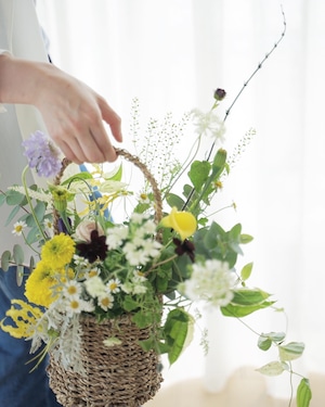 basket arrangement/編み カゴ アレンジ