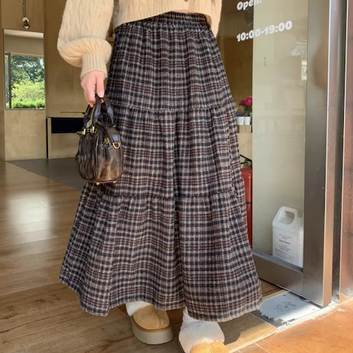 ティアードチェックマキシスカート ・74243