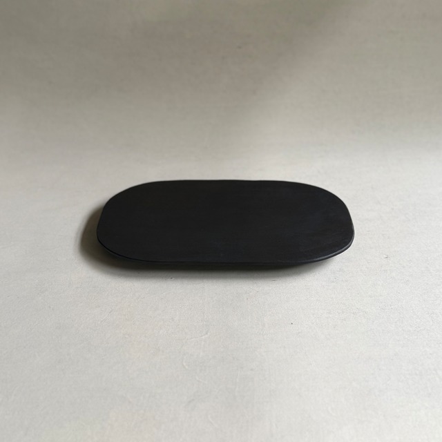 徒爾   角丸長皿  小  サクラ 黒漆（国産/松煙）