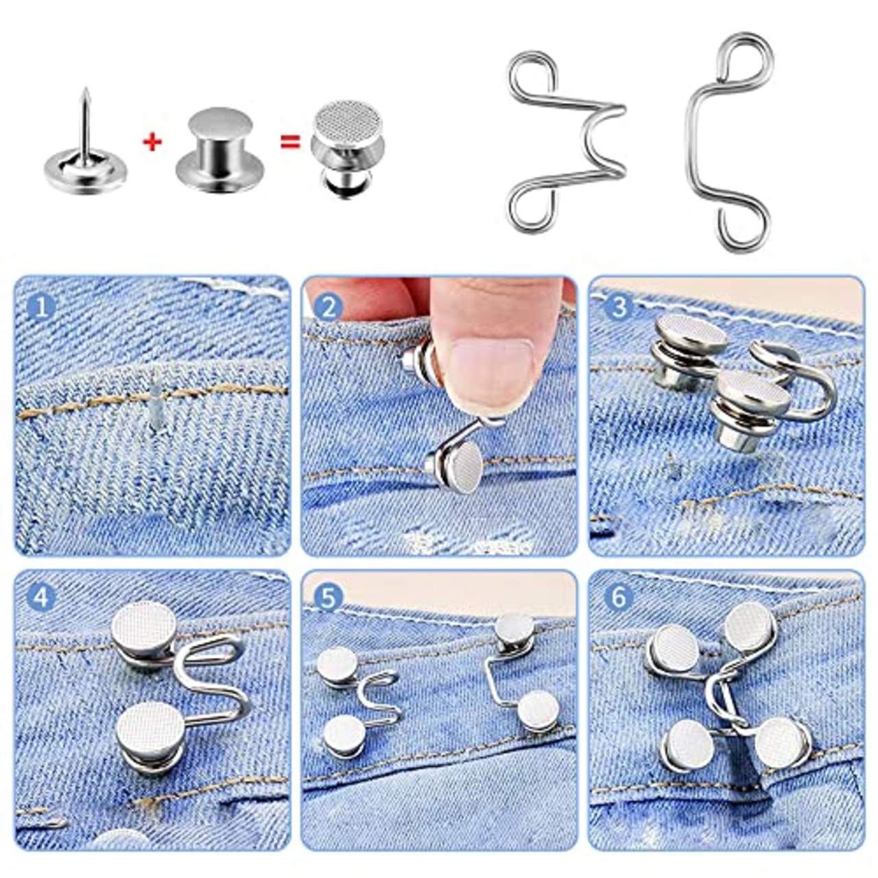 YFFSFDC【ウエスト調整ボタン27mm3セット】ジーンズ 調整 リベット付き 縫い目ない ウエストバックル ゆるゆるのジーンズ/ズボン/スカート/Tシャツ/パーカーなどを調節する取り外し可能ボタン 調節可能 交換用 (ホワイト、ラインストーン）