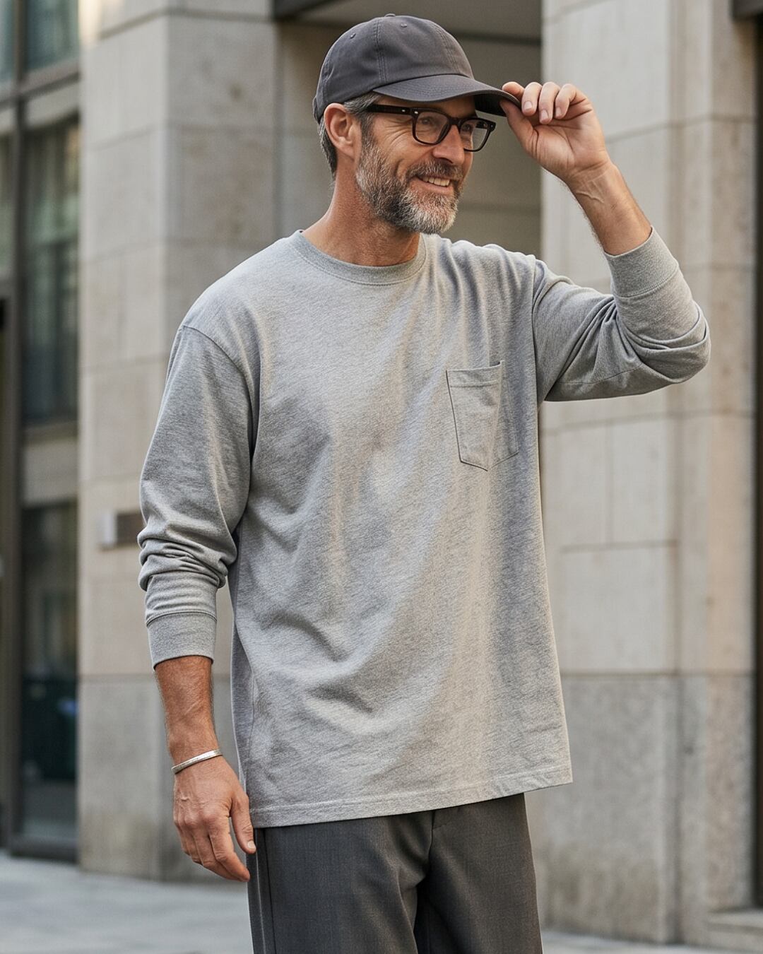 ポケット付き オーバーサイズロングスリーブTシャツ 2色 A0280