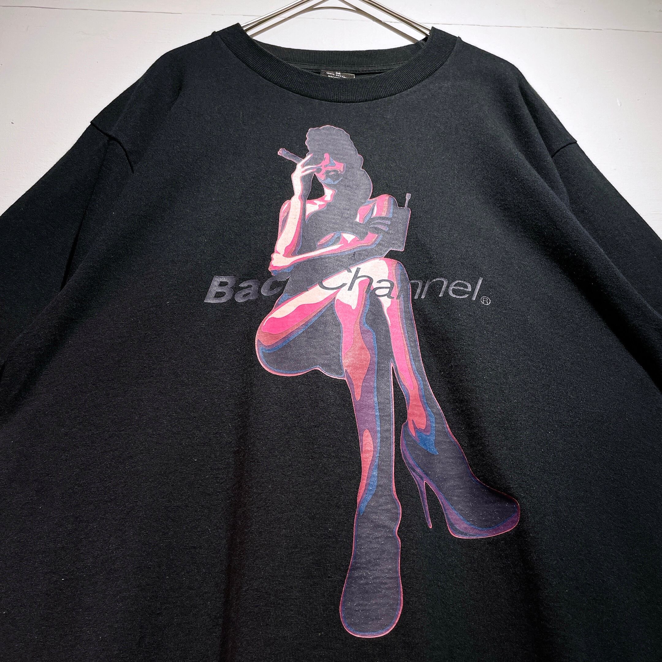 ” Back channel ” sexy girl printed black cotton Tee