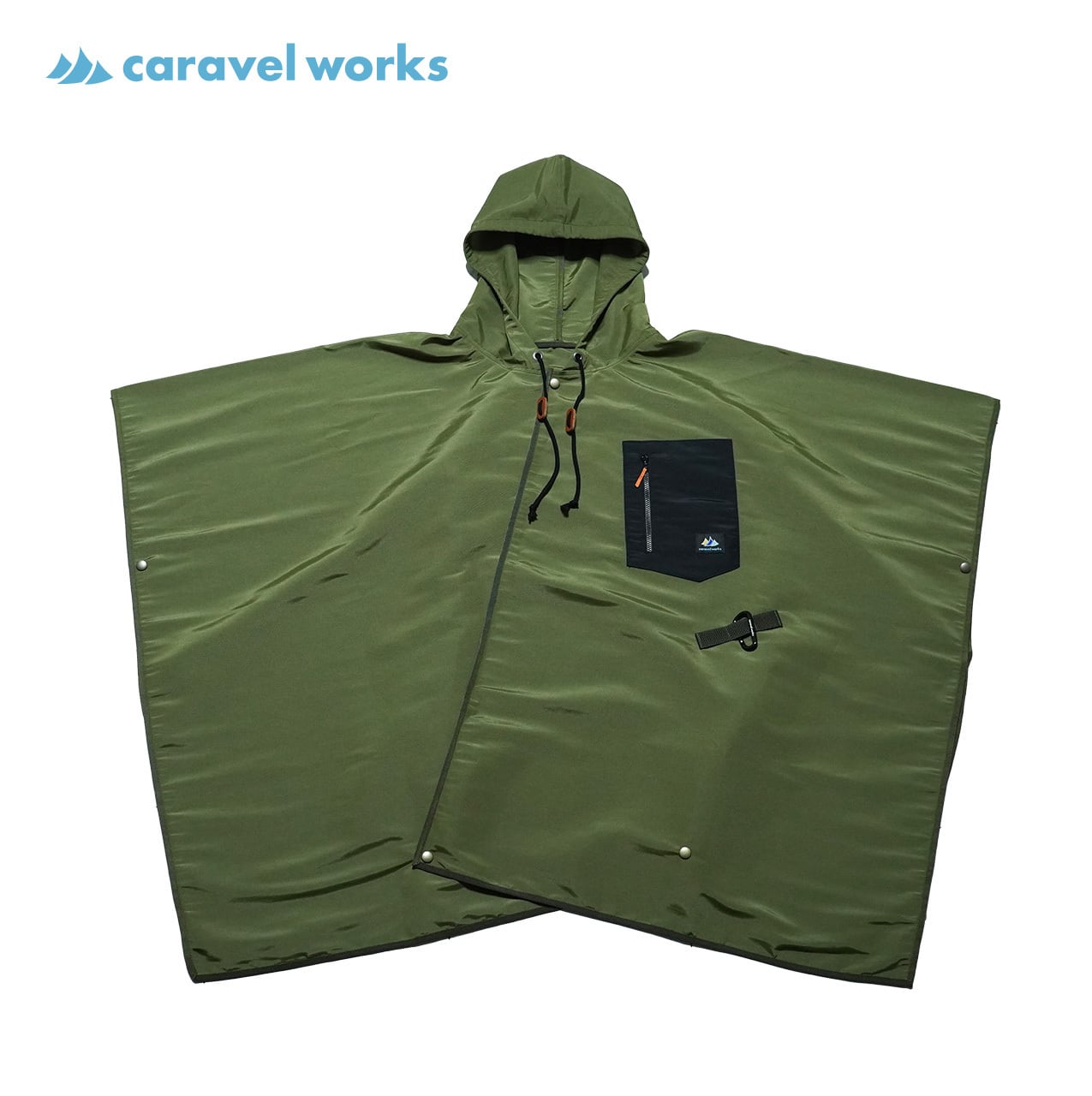 焚き火ポンチョ(オリーブグリーン)