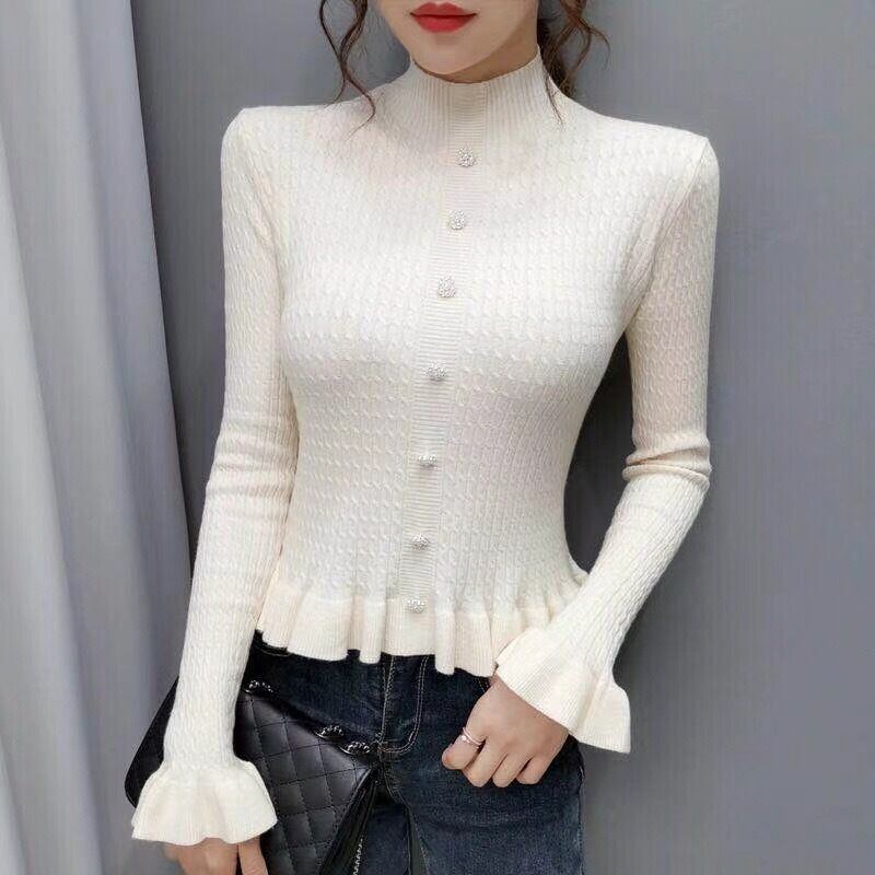 フロントパールフレア袖ニット