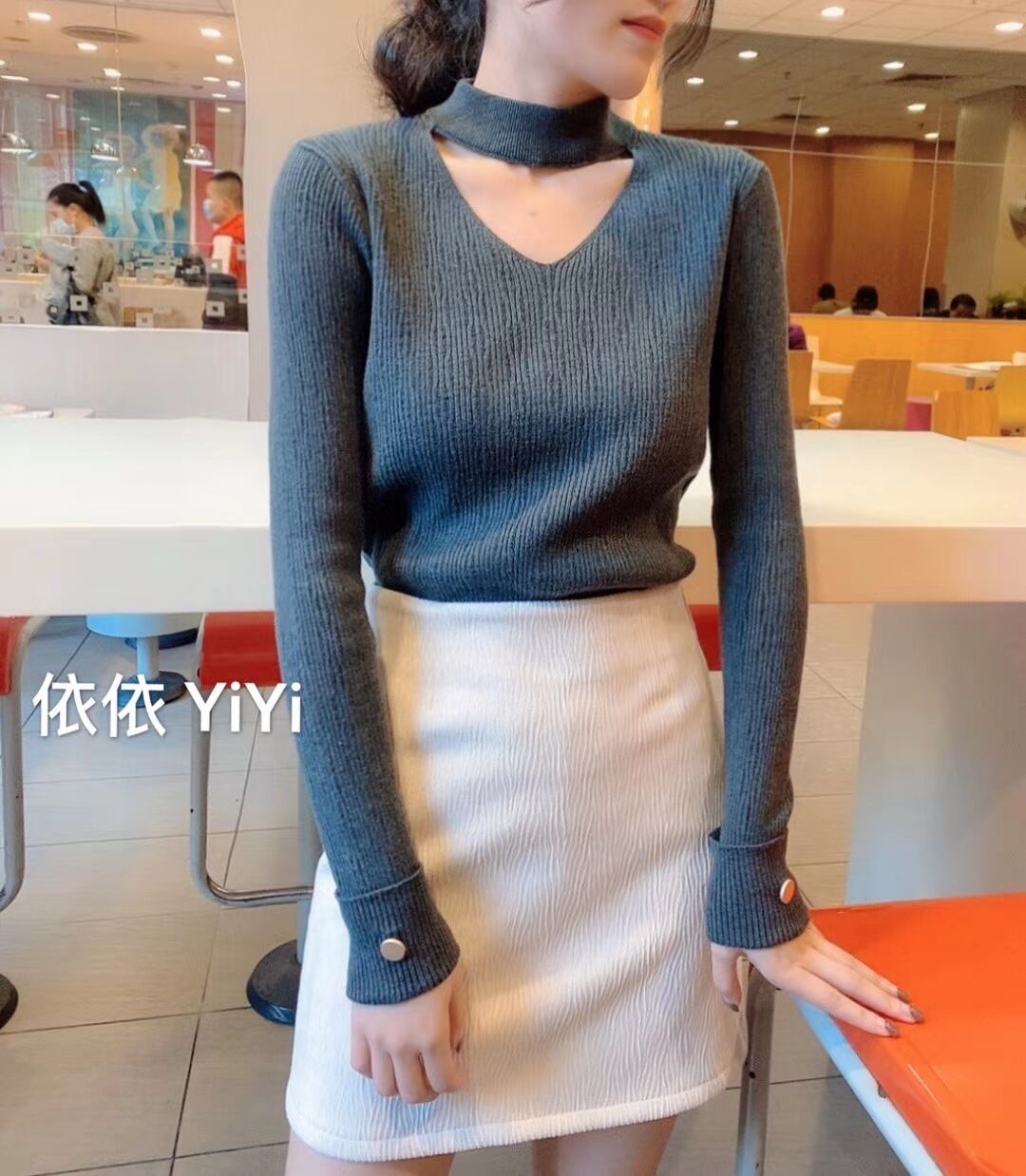 チョーカー風　ニットトップス　AJ111-D33