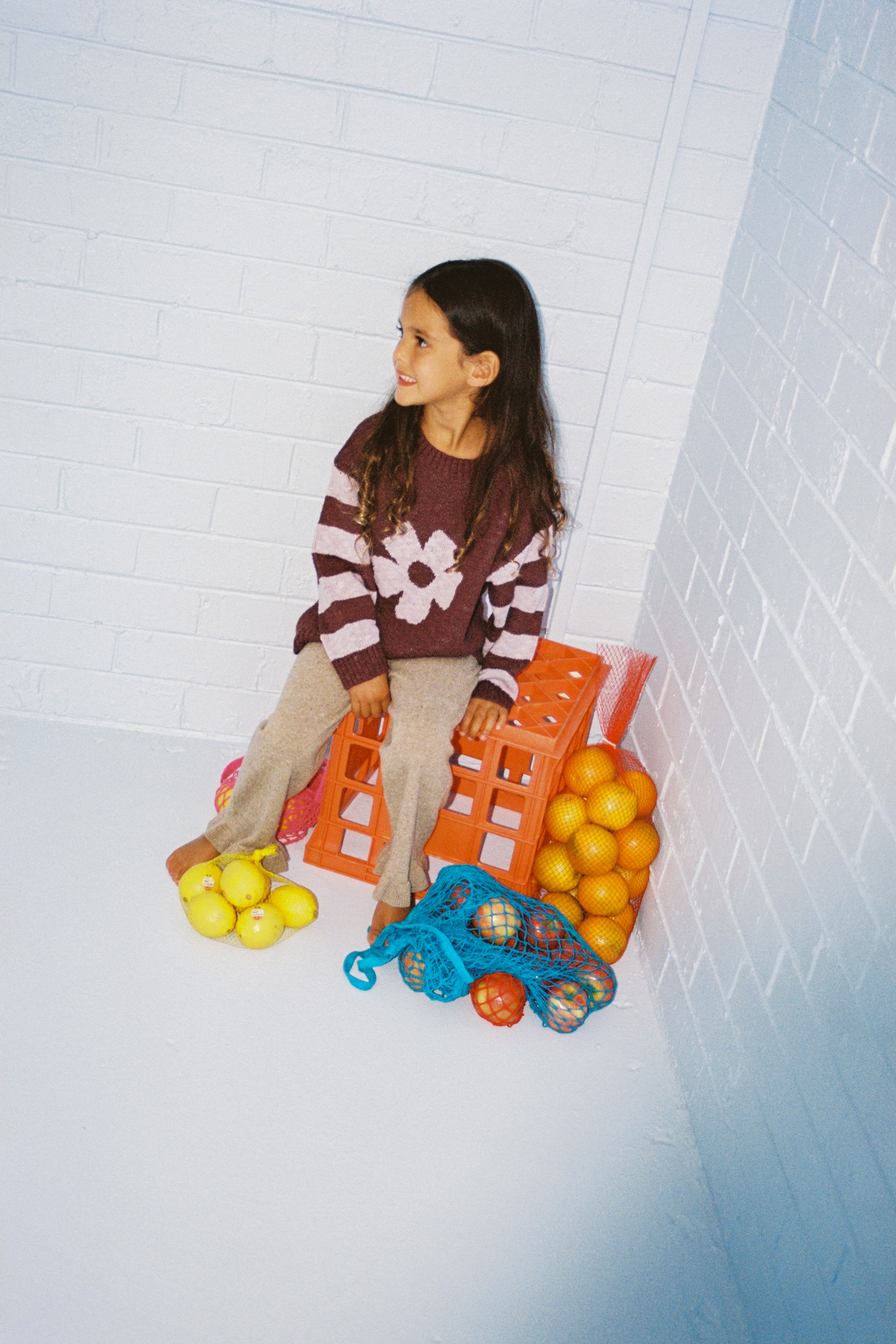 【即納/送料無料】Grown / Organic Frill Knit Flares - Oatmilk